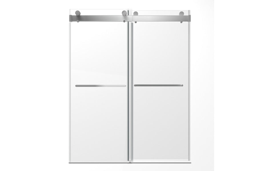 TONA 68 to 72 in. W x 76 in. H Double Sliding Frameless Soft-Close Shower Door, Premium 3/8 Inch (10mm) Thick Tampered Glass and Easy-cleaning Coating in Chrome 23D02-72C