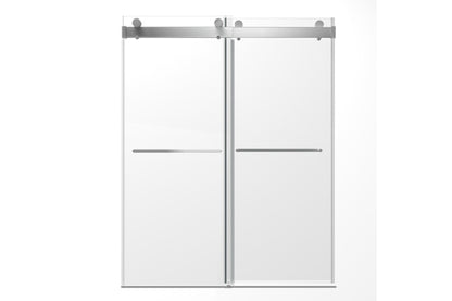 TONA 68 to 72 in. W x 76 in. H Double Sliding Frameless Soft-Close Shower Door, Premium 3/8 Inch (10mm) Thick Tampered Glass and Easy-cleaning Coating in Chrome 23D02-72C