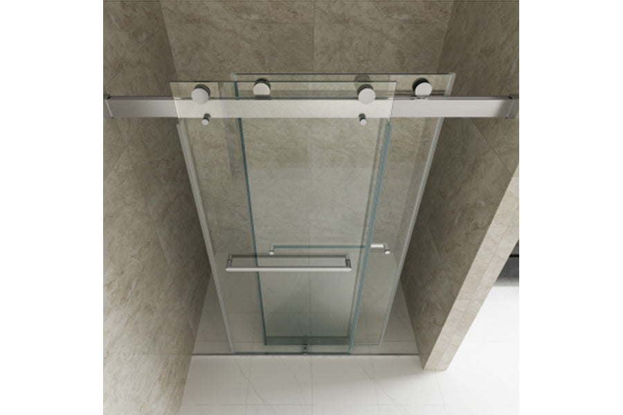 TONA 68 to 72 in. W x 76 in. H Double Sliding Frameless Soft-Close Shower Door, Premium 3/8 Inch (10mm) Thick Tampered Glass and Easy-cleaning Coating in Chrome 23D02-72C
