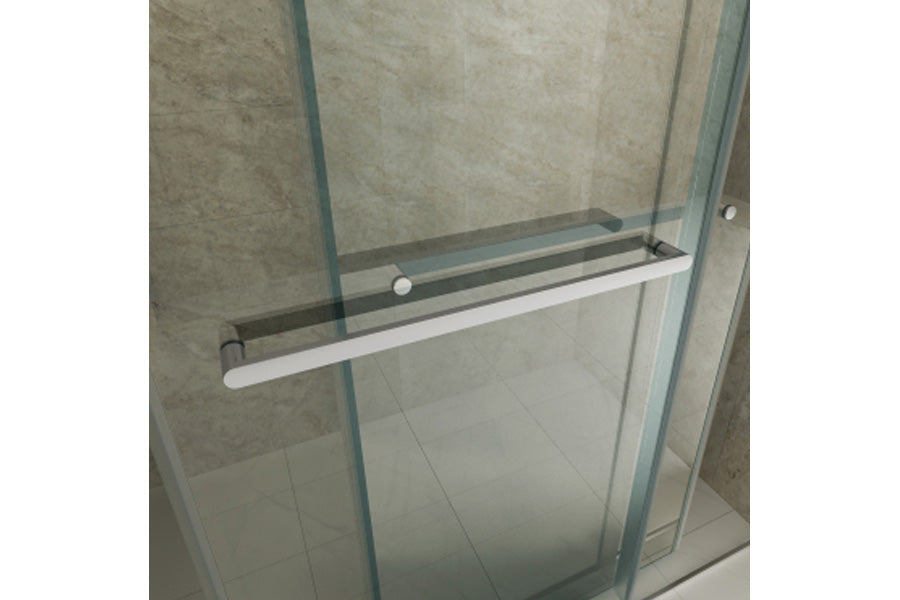 TONA 68 to 72 in. W x 76 in. H Double Sliding Frameless Soft-Close Shower Door, Premium 3/8 Inch (10mm) Thick Tampered Glass and Easy-cleaning Coating in Chrome 23D02-72C