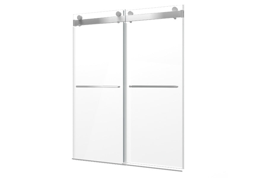 TONA 68 to 72 in. W x 76 in. H Double Sliding Frameless Soft-Close Shower Door, Premium 3/8 Inch (10mm) Thick Tampered Glass and Easy-cleaning Coating in Chrome 23D02-72C