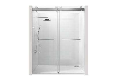 TONA 68 to 72 in. W x 76 in. H Double Sliding Frameless Soft-Close Shower Door with Premium 3/8 Inch (10mm) Thick Tampered Glass and Easy-cleaning Coating, 23D02-72BN Brushed Nickel
