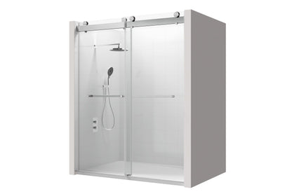 TONA 68 to 72 in. W x 76 in. H Double Sliding Frameless Soft-Close Shower Door with Premium 3/8 Inch (10mm) Thick Tampered Glass and Easy-cleaning Coating, 23D02-72BN Brushed Nickel