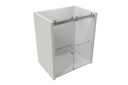 TONA 68 to 72 in. W x 76 in. H Double Sliding Frameless Soft-Close Shower Door with Premium 3/8 Inch (10mm) Thick Tampered Glass and Easy-cleaning Coating, 23D02-72BN Brushed Nickel