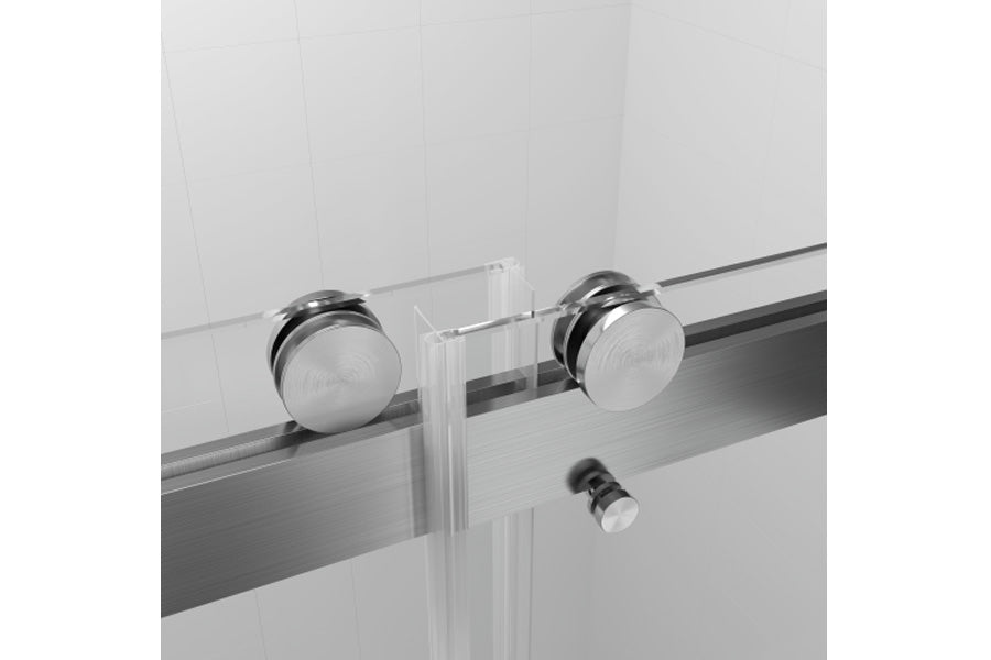 TONA 68 to 72 in. W x 76 in. H Double Sliding Frameless Soft-Close Shower Door with Premium 3/8 Inch (10mm) Thick Tampered Glass and Easy-cleaning Coating, 23D02-72BN Brushed Nickel