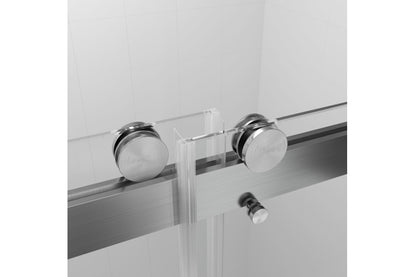 TONA 68 to 72 in. W x 76 in. H Double Sliding Frameless Soft-Close Shower Door with Premium 3/8 Inch (10mm) Thick Tampered Glass and Easy-cleaning Coating, 23D02-72BN Brushed Nickel