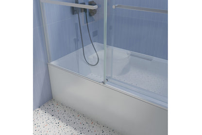 TONA 56" - 60" W x 65'' H Frameless Double Sliding Tub Door, Bypass Tub Door Clear Glass Soft Closing, 23D02-T60BN Brushed Nickel