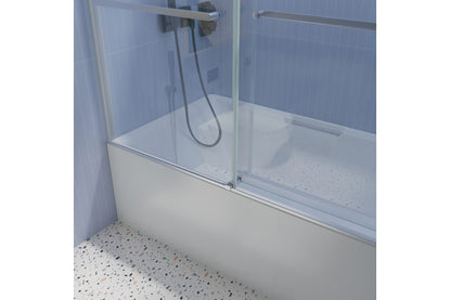 TONA 56"-60" W x 65'' H Frameless Double Sliding Tub Door, Bypass Tub Door Clear Glass Soft Closing in Chrome 23D02-T60C