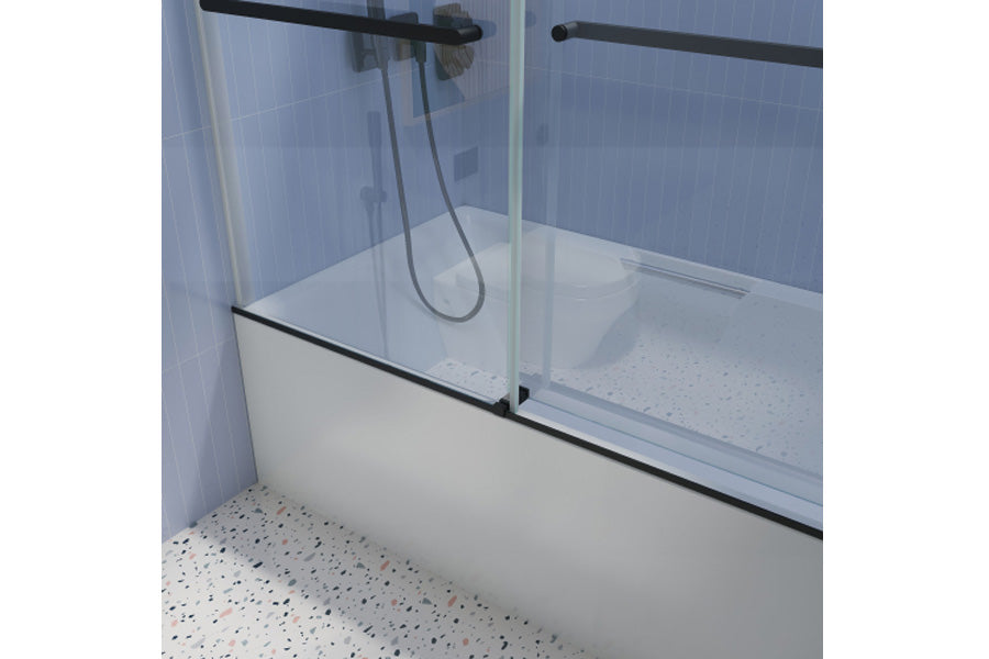 TONA 56"- 60" W x 65'' H Frameless Double Sliding Tub Door, Bypass Tub Door Clear Glass Soft Closing, 23D02-T60MB Matte Black