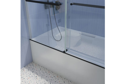 TONA 56"- 60" W x 65'' H Frameless Double Sliding Tub Door, Bypass Tub Door Clear Glass Soft Closing, 23D02-T60MB Matte Black