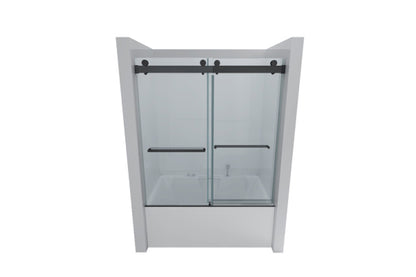 TONA 56"- 60" W x 65'' H Frameless Double Sliding Tub Door, Bypass Tub Door Clear Glass Soft Closing, 23D02-T60MB Matte Black