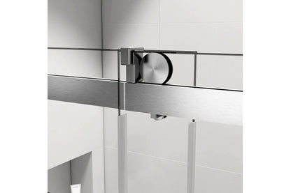 TONA 56" - 60" W x 76" H Frameless Shower Door Soft-closing Single Sliding, 1/4" (6mm) Tempered Glass with Explosion-proof Coating, 24D01-60BNX Brushed Nickel