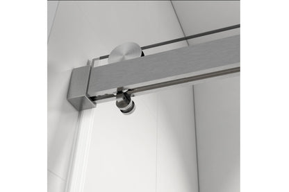 TONA 56" - 60" W x 76" H Frameless Shower Door Soft-closing Single Sliding, 1/4" (6mm) Tempered Glass with Explosion-proof Coating, 24D01-60BNX Brushed Nickel