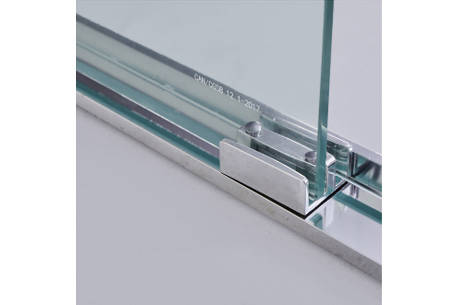 TONA 44 - 48 in. W x 72 in. H Semi-Frameless Shower Door, Double Sliding Shower Door, 1/4" (6mm) Clear Tempered Glass Shower Door with Explosion-Proof Film, Chrome 24D212S-48C