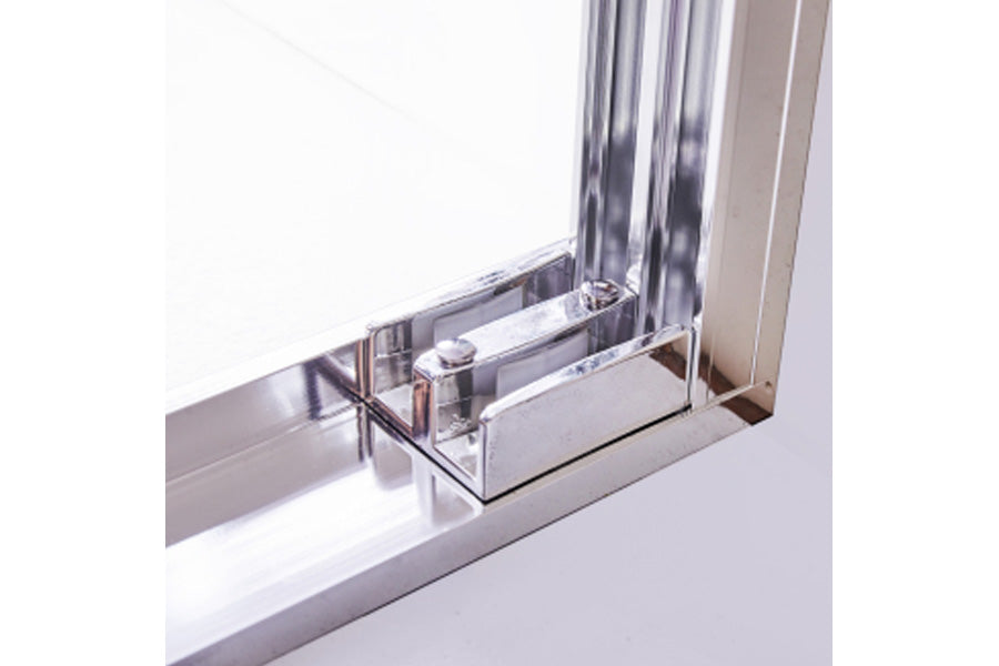 TONA 44 - 48 in. W x 72 in. H Semi-Frameless Shower Door, Double Sliding Shower Door, 1/4" (6mm) Clear Tempered Glass Shower Door with Explosion-Proof Film, Chrome 24D212S-48C