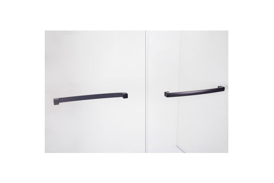 TONA 44-48 in. W x 72 in. H Semi-Frameless Shower Door, Double Sliding Shower Door, 1/4" (6mm) Clear Tempered Glass Shower Door with Explosion-Proof Film, Matte Black 24D212S-48MB