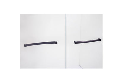 TONA 44-48 in. W x 72 in. H Semi-Frameless Shower Door, Double Sliding Shower Door, 1/4" (6mm) Clear Tempered Glass Shower Door with Explosion-Proof Film, Matte Black 24D212S-48MB