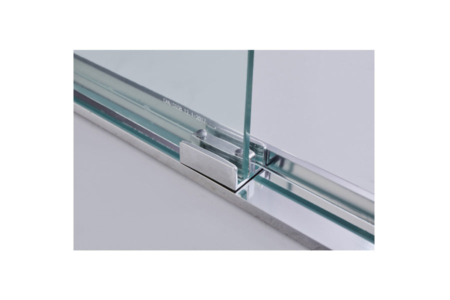 TONA 56 - 60 in. W x 72 in. H Semi-Frameless Shower Door, Double Sliding Shower Door, 1/4" (6mm) Clear Tempered Glass Shower Door with Explosion-Proof Film, Chrome 24D212S-60C