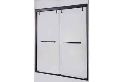 TONA 56 - 60 in. W x 72 in. H Semi-Frameless Shower Door, Double Sliding Shower Door, 1/4" (6mm) Clear Tempered Glass Shower Door with Explosion-Proof Film, Matte Black 24D212S-60MB